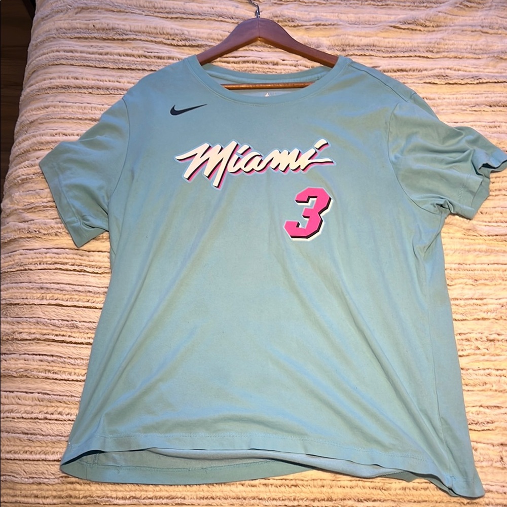 Nike Teal Tee with Pink and White Graphics